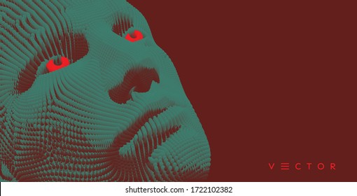 La máscara. Inteligencia artificial. Enmascaramiento social anónimo. Escaneo facial. Se puede utilizar para avatar, ciencia o tecnología. Ilustración del concepto de ciberdelito y ciberseguridad. Vector.
