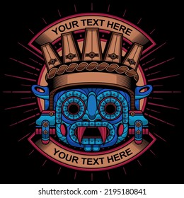 máscara del dios azteca tlaloc, vector EPS 10