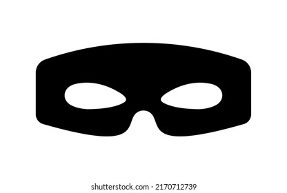 Mask bandit or superhero carnival or villain vector icon. Black masquerade costume eye mask silhouette hidden burgar face. Simple design incognito theatre party masque shape clip art illustration.