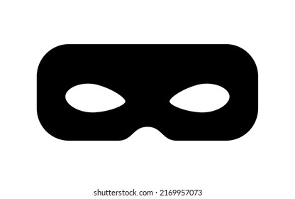 Mask bandit thief or superhero carnival vector icon. Black masquerade costume eye mask silhouette hidden gangster burgar face. Simple design incognito theatre party masque shape clip art illustration.