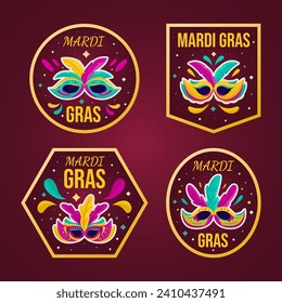 Mask and Beads on Mardi Gras Festival Sticker