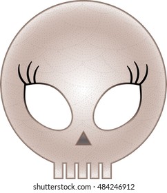 mask of  beautiful girl skull for halloween, costume of the skeleton