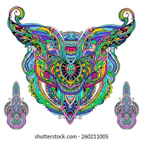 Mask being object symbol animal plant representation family clan tribe, vector illustration.  Perfect set for any other kind of design, birthday and other holiday,  medallion, yoga, india, arabic