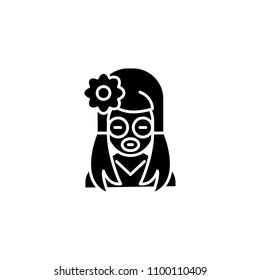 Mask black icon concept. Mask flat  vector symbol, sign, illustration.