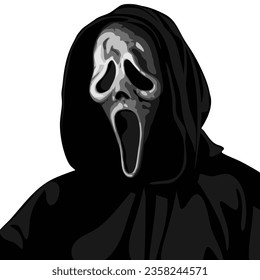 Mask black and white scream for template