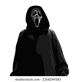 Mask black and white scream for template