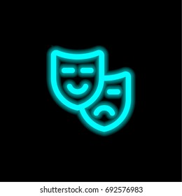 Mask blue glowing neon ui ux icon. Glowing sign logo vector