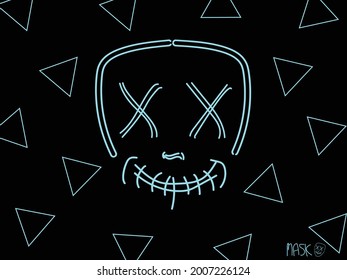 fondo vectorial de neón azul de máscara