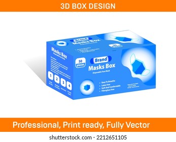 Máscara Caja 50 piezas Plantilla de diseño de empaquetado
