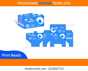 Máscara Caja 50 piezas Plantilla de diseño de empaquetado