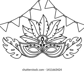 mask brazil carnival in black and white
