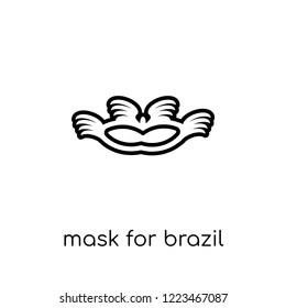 mask for brazil carnival celebration icon. Trendy modern flat linear vector mask for brazil carnival celebration icon on white background from thin line Brazilian icons collection, outline vector