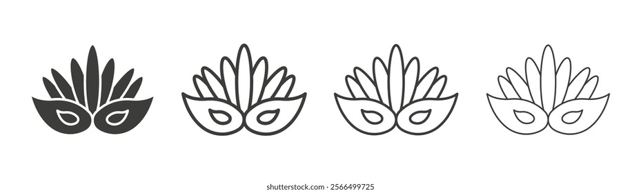 Mask for brazil carnival celebration icon flat and linear vector illustration on white background.