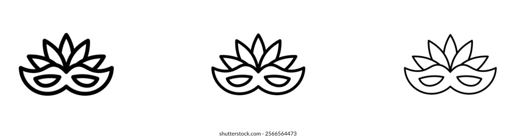 Mask for brazil carnival celebration icon in tree different line stroke sizes.