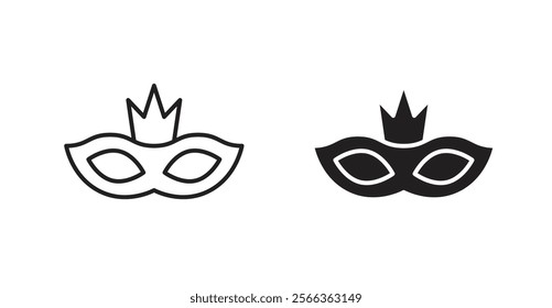 Mask for brazil carnival celebration icons in line stroke and flat versions