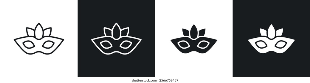 Mask for brazil carnival celebration icons in Thin line black color. flat simple vector symbols illustration.