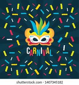 mask brazil carnival festival black background vector illustration