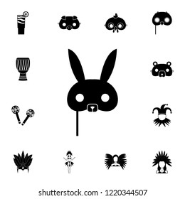 Mask bunny on stick icon. Detailed set of carnival masks icons. Premium quality graphic design icon. One of the collection icons for websites, web design, mobile app on white background