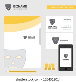 Mask Business Logo, File Cover Visiting Card and Mobile App Design. Vector Illustration