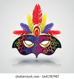 The mask carnival with feather vector illustration for carnival festival