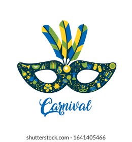 mask carnival with feathers isolated over white background. vector illustration
