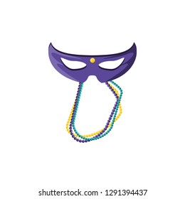 mask carnival with necklaces isolated icon