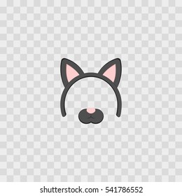 透明なチェックの背景にマスクと猫の耳 ベクターイラスト 耳付き漫画のかわいい鉢巻き のベクター画像素材 ロイヤリティフリー