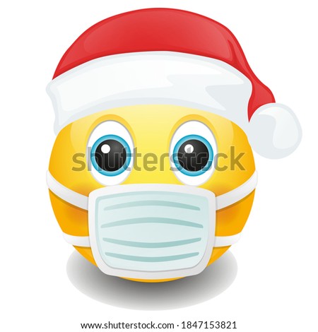 Mask Character Santa Claus hat. Merry Christmas Icon. Emoji Style Illustration. Vector Character Illustration.