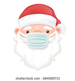 Mask Character Santa Claus. Merry Christmas Icon. Emoji Style Illustration. Vector Character Illustration.