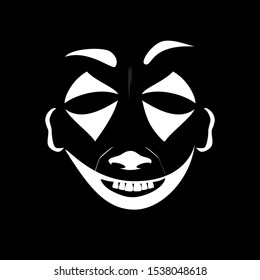 Mask of a cheerful clown. Laughing joker. The stage character of the actor of cinema, theater, circus. 