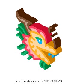 mask of chinese dragon icon vector. isometric mask of chinese dragon sign. color isolated symbol illustration
