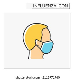Mask color icon. Facial mask to protect from diseases. Health care. Influenza concept. Isolated vector illustration