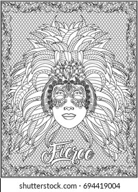 mask coloring book page