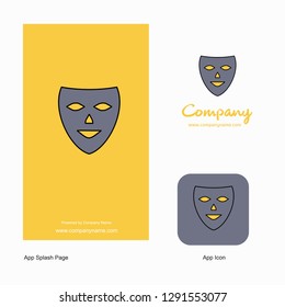 Mask Company Logo App Icon and Splash Page Design. Creative Business App Design Elements