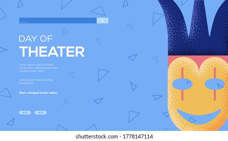 mask concept flyer, web banner, ui header, enter site. Thin line icon style concept design. Grain texture and noise effect. Place for text, place for copying.