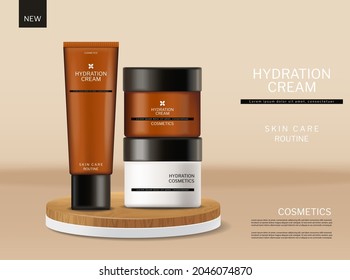 Mask and conditioner bottles vector realistic. Product placement label design