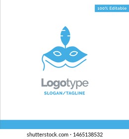 Mask, Costume, Venetian, Madrigals Blue Business Logo Template. Vector Icon Template background