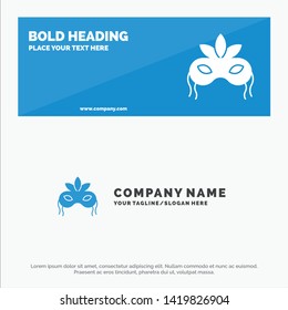 Mask, Costume, Venetian, Madrigals SOlid Icon Website Banner and Business Logo Template