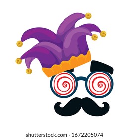 Maske mit Brille und Vektorillustration-Design mit Büffel