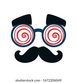 mask with crazy glasses and moustache vector illustration design