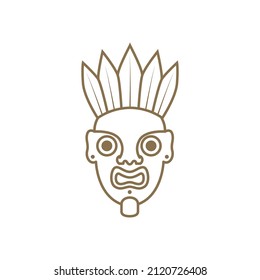mask culture forest ethnic logo design, vector graphic symbol icon illustration