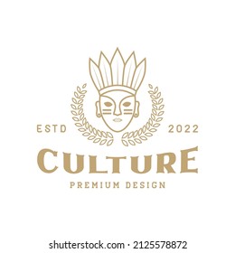 mask culture forest ethnic logo design, vector graphic symbol icon illustration