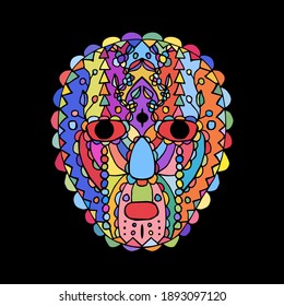 Eine Maske mit einem dekorativen Muster, ein beängstigendes Gesicht. Vektorgrafik eps10.