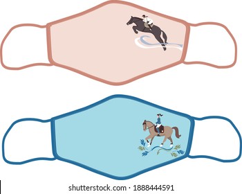 Mask Design horse rider vector template for print 