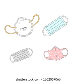 Diseño de máscara de vector. Estilo Doodle. Proteger p.m. y virus.