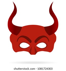 Mask of the devil with horns, red mask of the devil. Flat design, vector illustration, vector.