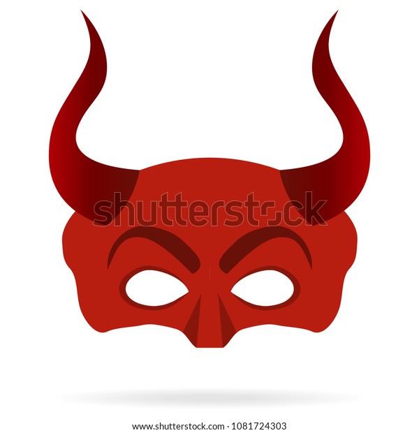 角を持つ悪魔の仮面 悪魔の赤い仮面 フラットデザイン ベクターイラスト ベクター画像 のベクター画像素材 ロイヤリティフリー