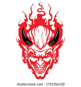 mask of devil vector tattoo pattern Japanese traditional design for illustration with isolate background