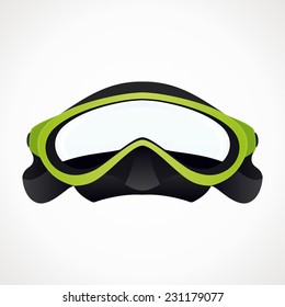 mask for diving. green color. vector format.
