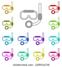 Mask for diving icon in multi color. Simple glyph vector of summer set for UI and UX, website or mobile application